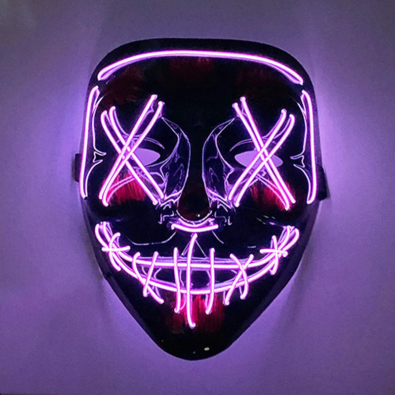 New Design Wireless Type Halloween LED Purge Mask Convenient Headwear Costume Mask Neon Light Flashing for Carnival Halloween