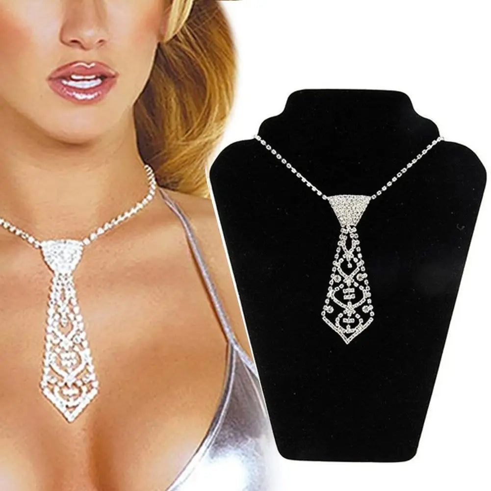 HOT Sales!!!New Arrival Women Vintage Rhinestone Inlaid Tie Long Necklace Wedding Jewelry Accessory Gift Wholesale Dropshipping