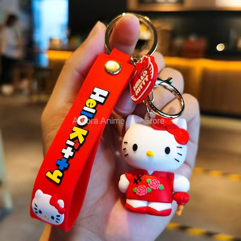 Anime Kawaii Sanrio Hello Kitty Keychain Pendant Holder Key Chain Car Keyring Mobile Phone Bag Hanging Jewelry Kids Gifts