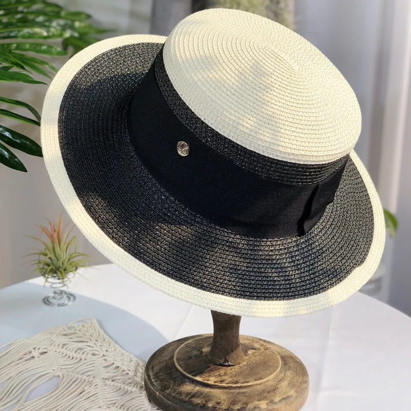 2022 Women'S Summer Bucket Folding Fashion Fedora Straw Hat Panamas UV Protection Sun Visor Seaside Beach Hat Tide Summer Hats