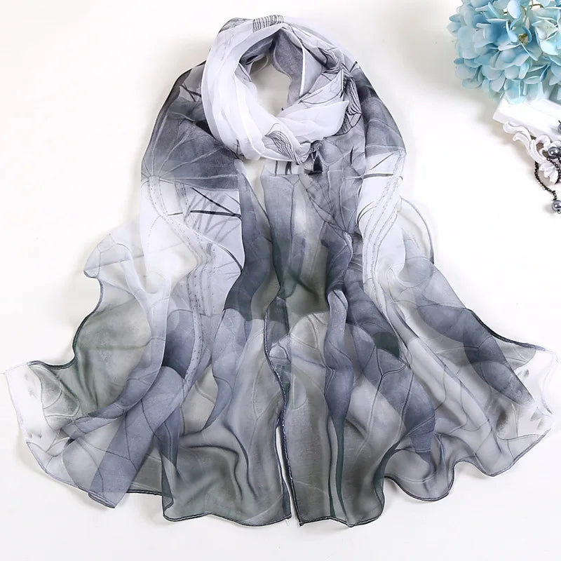 2023 New Fashion Spring/Summer Women Floral Printing Beach Silk Scarf Shawls Female Long Wraps Beach Sunscreen Hijab