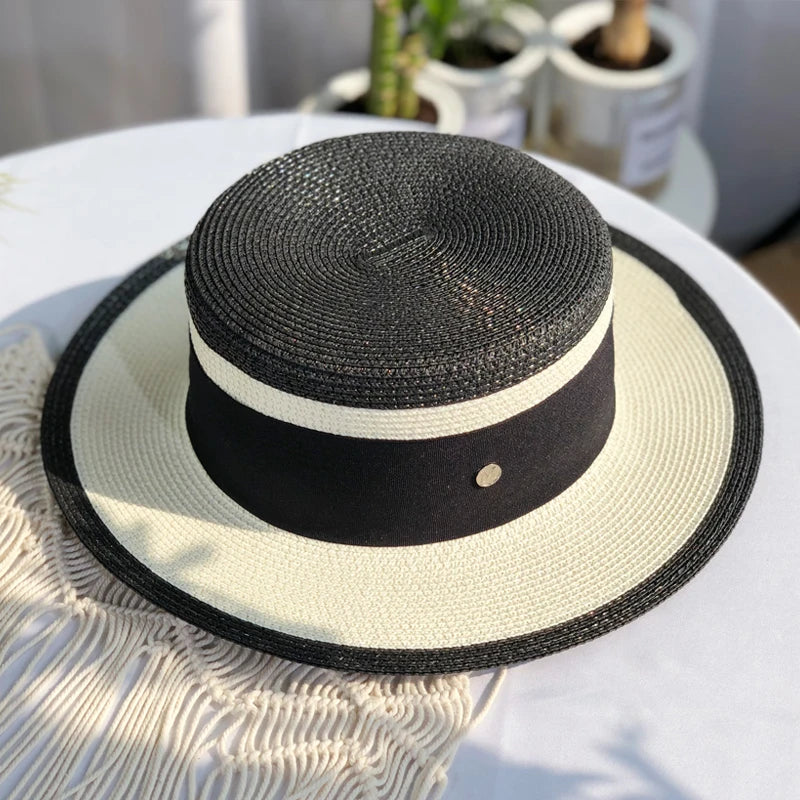 2022 Women'S Summer Bucket Folding Fashion Fedora Straw Hat Panamas UV Protection Sun Visor Seaside Beach Hat Tide Summer Hats