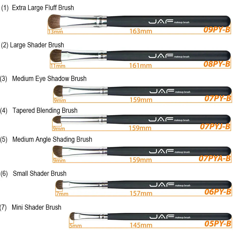 JAF 7Pcs Makeup Brush Set High Quality Eyeshadow Eyebrow Eye Brushes Natural Animal Hair Make up Brush Cosmetic Tool 25#701