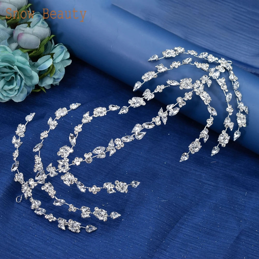 A254 Silver Gold Bride Headband Rhinestone Hair Jewelry for Women Tiaras Headpiece Crystal Wedding Headdress Bridal Headwear