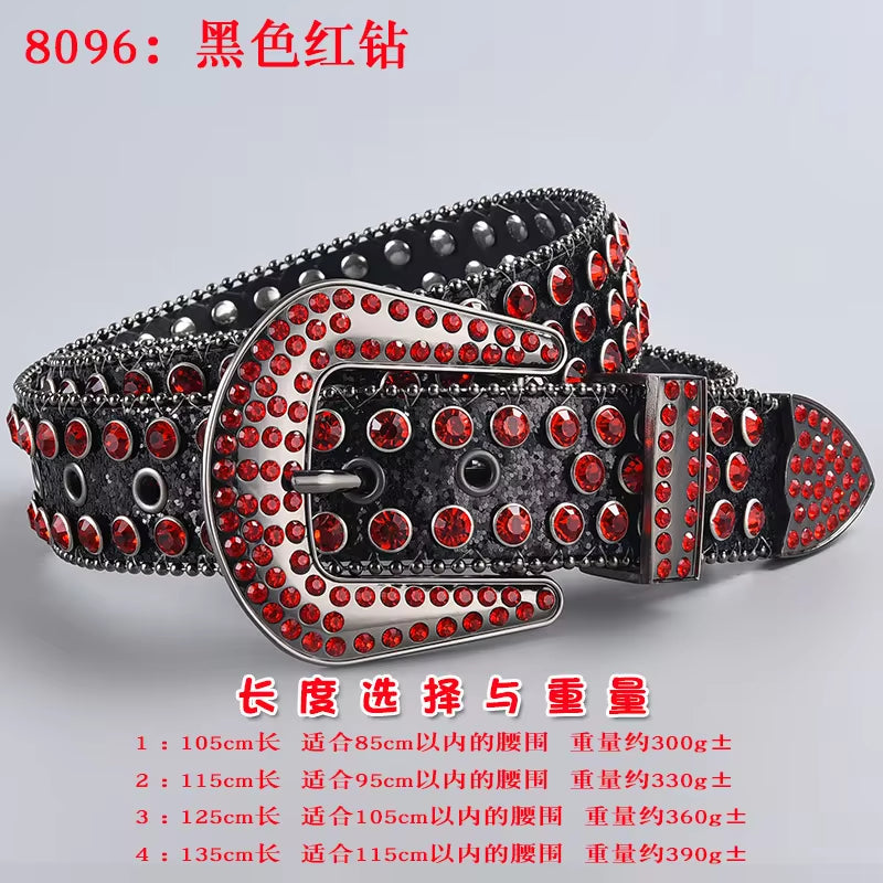 New Rhinestone Luxury Belt Women Y2K Style Western Exaggerated Jeans Fashion Accessories Punk High Quality Alloy Buckle BB Belt