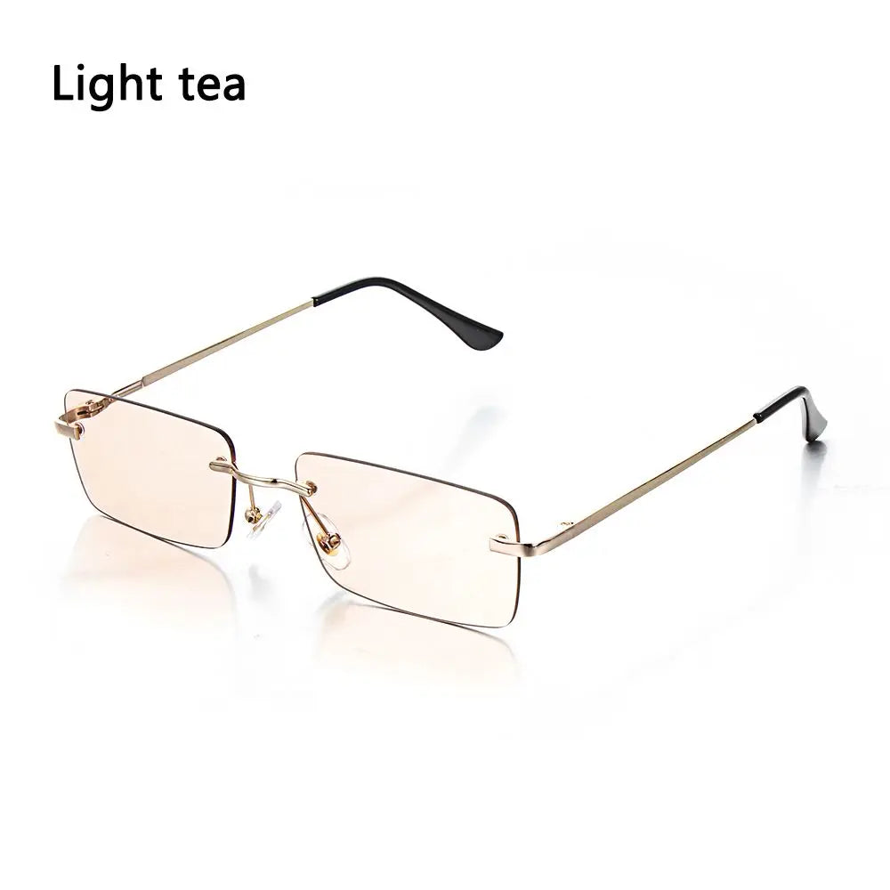 1Pc Women Vintage Sunglasses Luxury Design Rectangle Rimless Sun Glasses Retro UV400 Gradient Glasses Fashion Unisex Eyeglasses