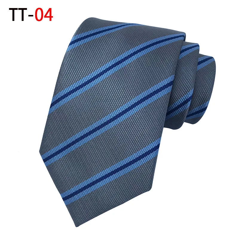 New 8Cm Striped Dark Tie Business Casual Silk Luxury Mens Neck Ties Wedding Party Neck Tie Formal Dress Neck Tie