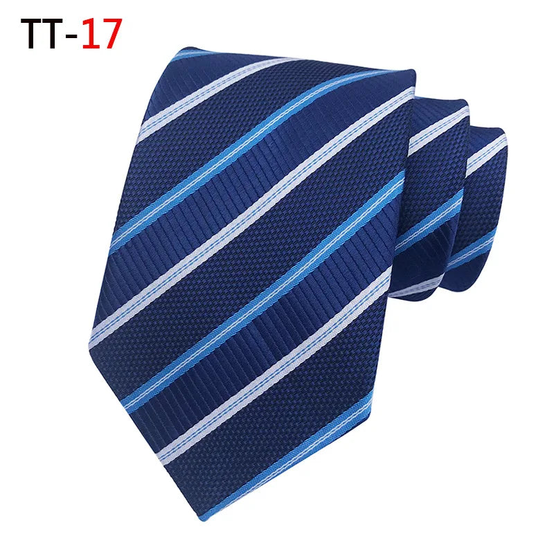 New 8Cm Striped Dark Tie Business Casual Silk Luxury Mens Neck Ties Wedding Party Neck Tie Formal Dress Neck Tie