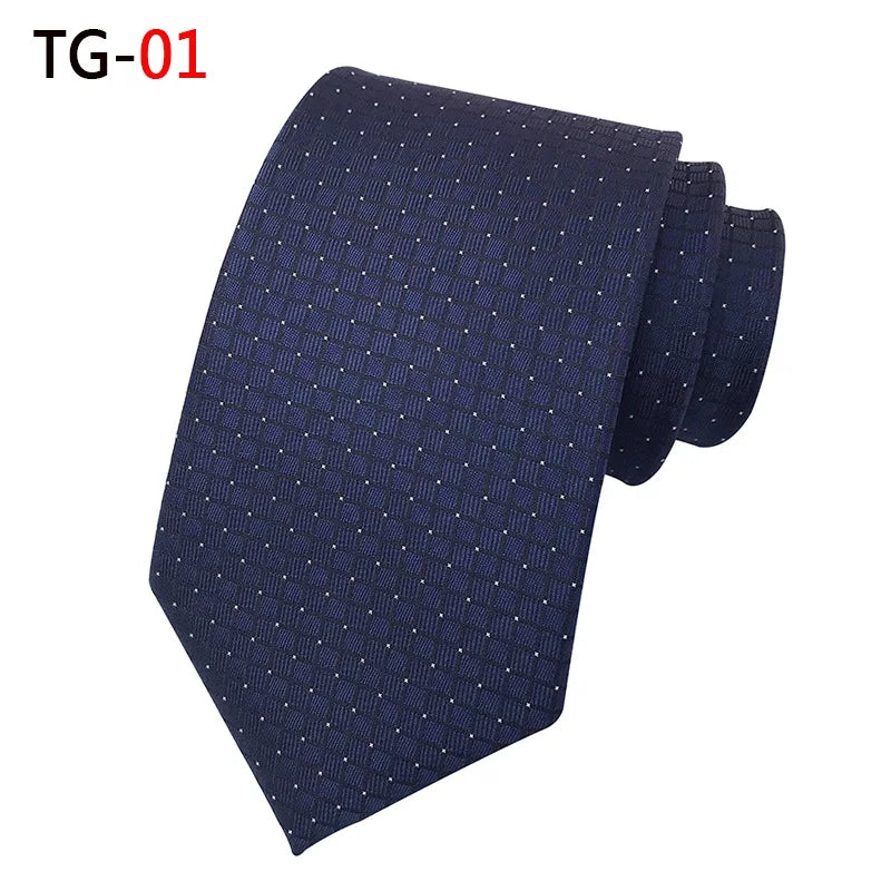 New 8Cm Striped Dark Tie Business Casual Silk Luxury Mens Neck Ties Wedding Party Neck Tie Formal Dress Neck Tie