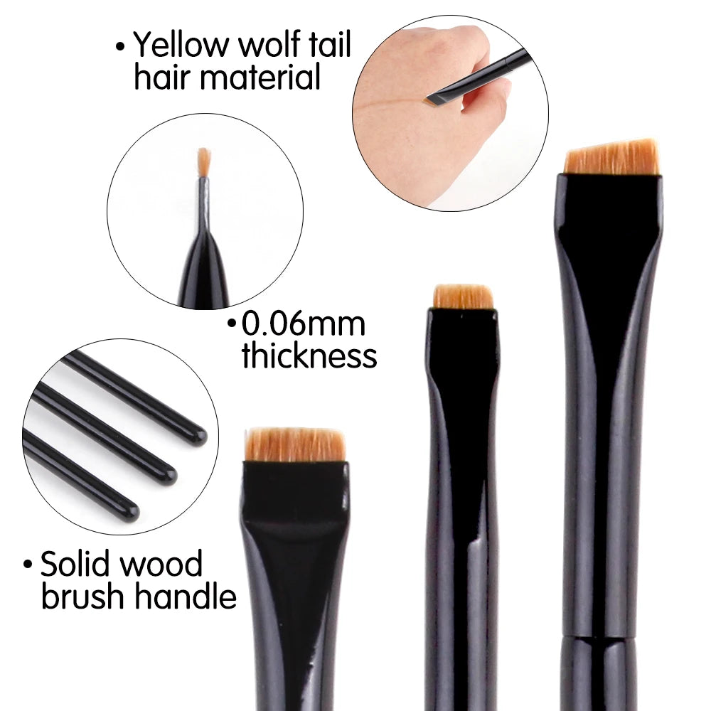 3Pcs Professional Makeup Brushes Thin Angled Flat Eyeliner Lip Eyebrow Brush Application Cosmetics Make up Accessories