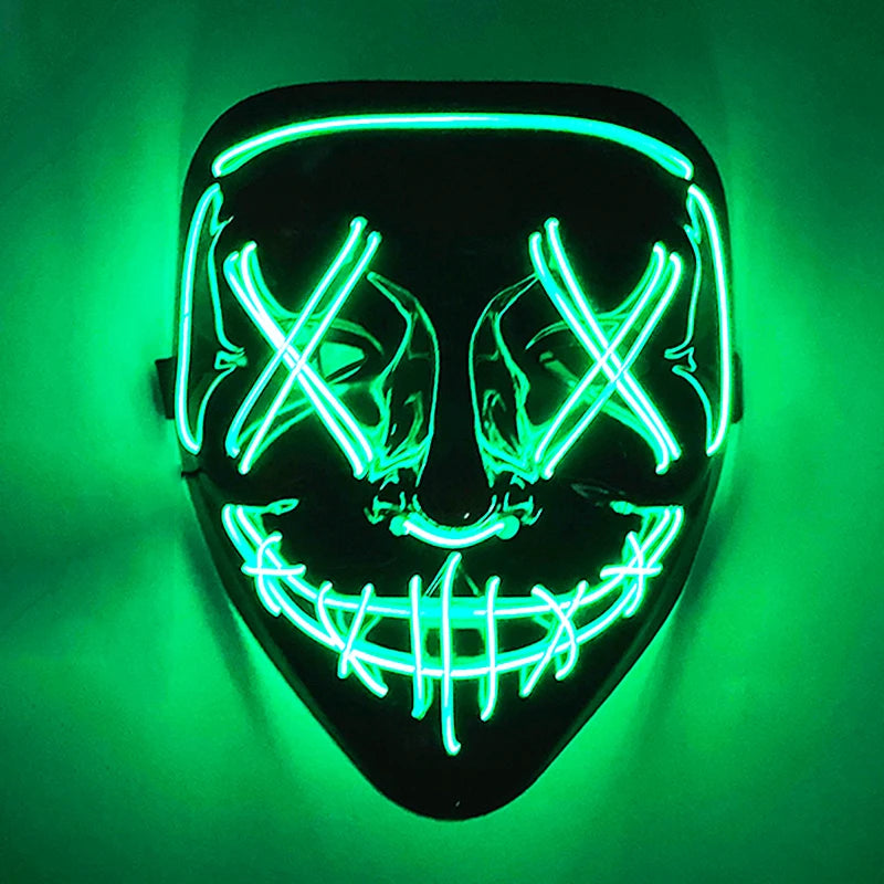 New Design Wireless Type Halloween LED Purge Mask Convenient Headwear Costume Mask Neon Light Flashing for Carnival Halloween