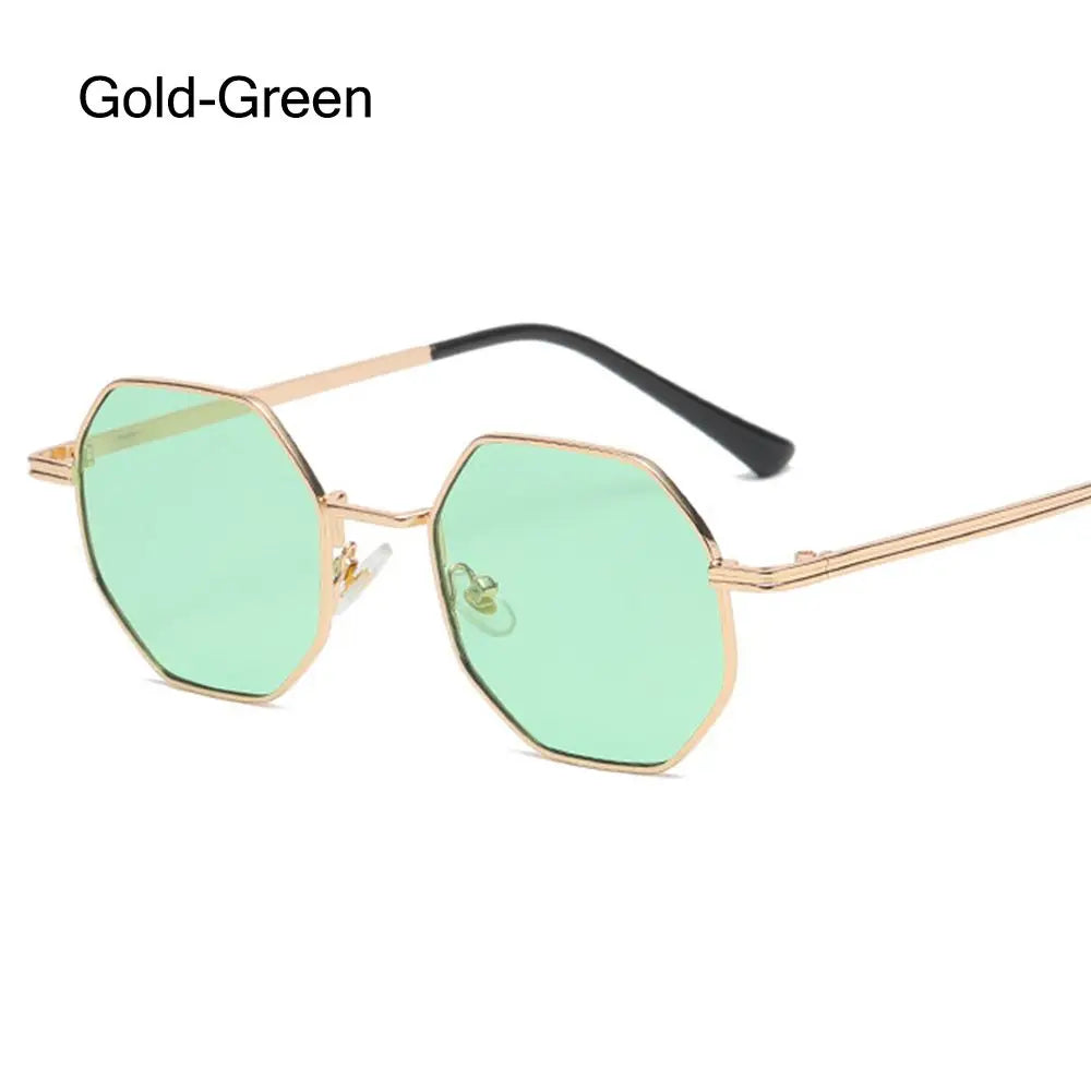 Retro Square Sunglasses for Men Women Fashion Small Frame Polygon Sun Glasses Vintage Metal UV Protection Sunglasses