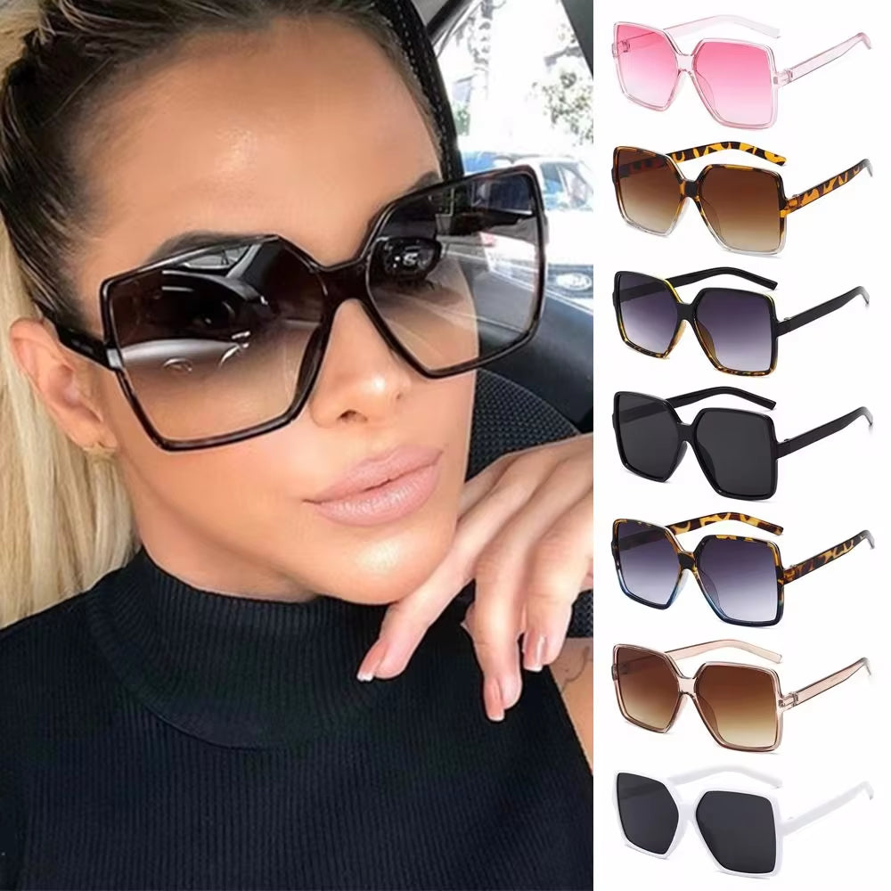 Oversized Square Sunglasses for Women and Men UV Protection Eyeglasses Retro Big Frame Sun Glasses Fashion Shades