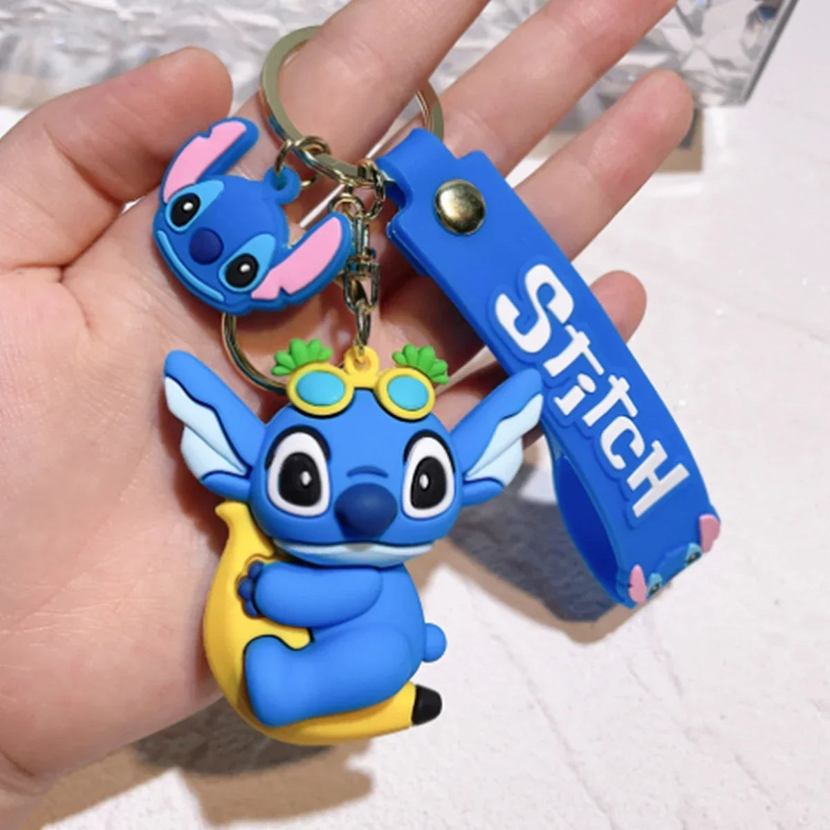 Stitch Keychian Anime Stitch Pendant Keychain Sweet Pink Angel Keychians Women Car Keyring Girl Birthday Gift