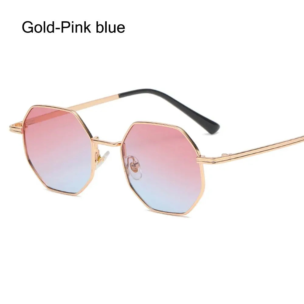 Retro Square Sunglasses for Men Women Fashion Small Frame Polygon Sun Glasses Vintage Metal UV Protection Sunglasses