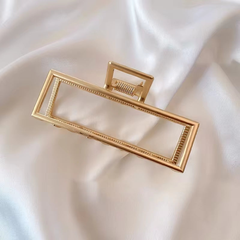 Fashion Gold Color Hollow Geometric Hair Clips Metal Hair Claw Cross Hairclip Headband Hairpin Hair Crab Women Hair Accessories