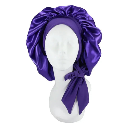 Lace-Up Large Satin Nightcap High Stretch Night Cap Lace up Shower Cap Women Shower Caps Waterproof Solid Sleeping Hair Bonnets