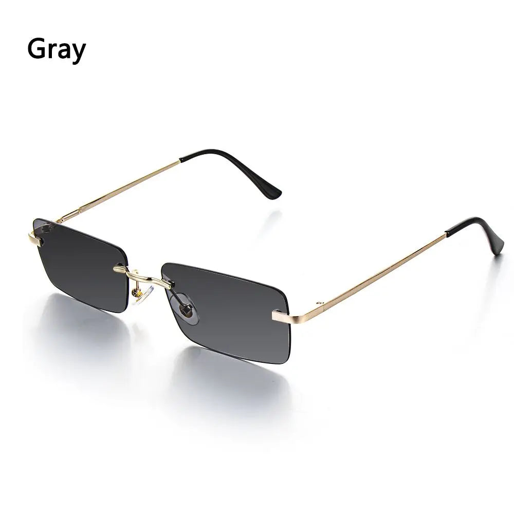 1Pc Women Vintage Sunglasses Luxury Design Rectangle Rimless Sun Glasses Retro UV400 Gradient Glasses Fashion Unisex Eyeglasses