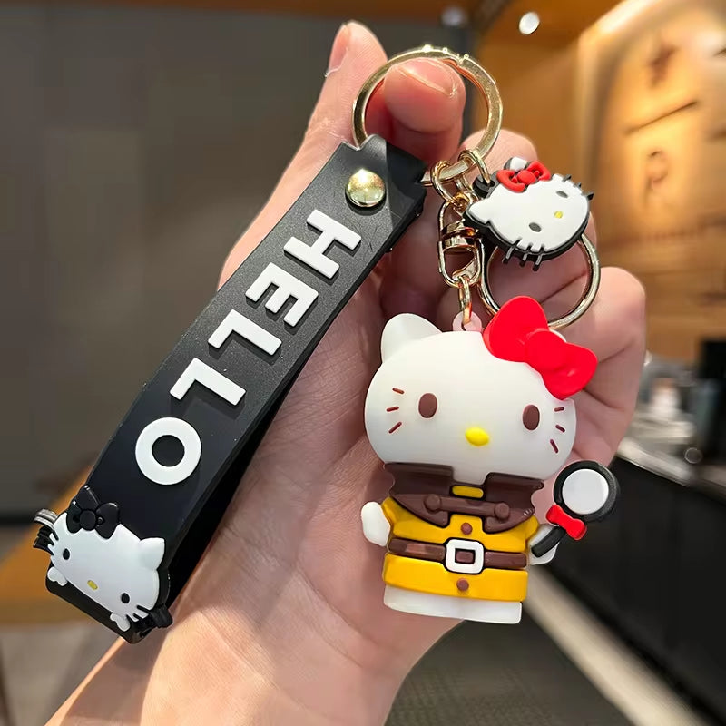 Anime Kawaii Sanrio Hello Kitty Keychain Pendant Holder Key Chain Car Keyring Mobile Phone Bag Hanging Jewelry Kids Gifts