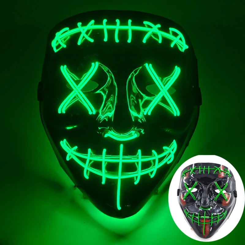 New Design Wireless Type Halloween LED Purge Mask Convenient Headwear Costume Mask Neon Light Flashing for Carnival Halloween