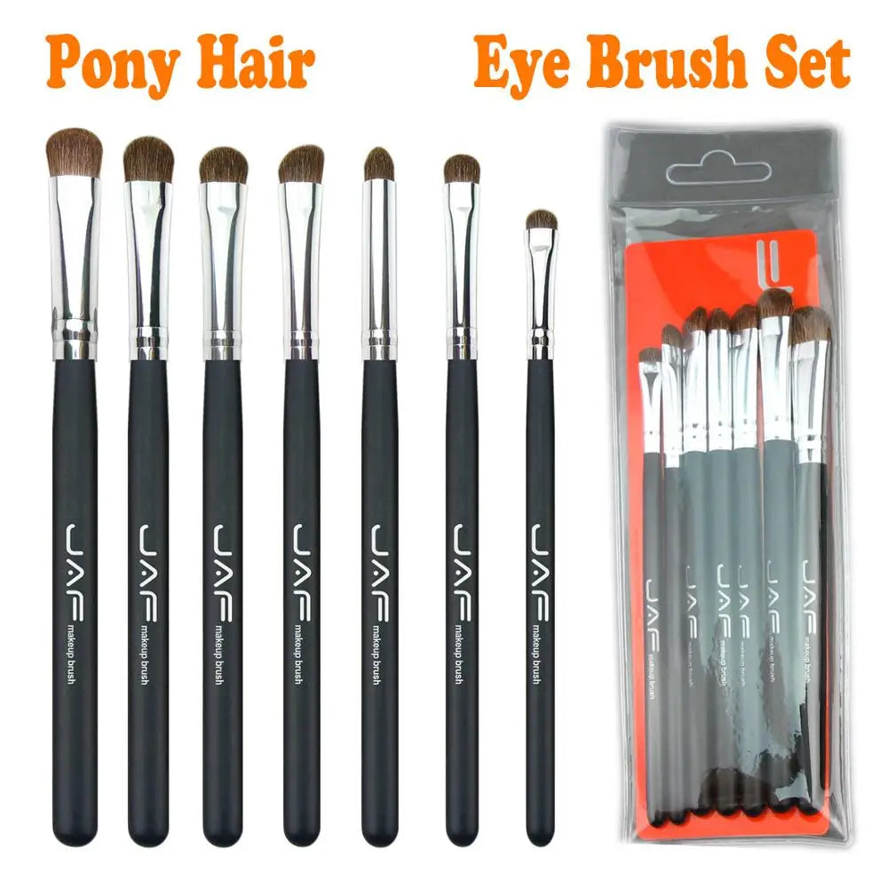 JAF 7Pcs Makeup Brush Set High Quality Eyeshadow Eyebrow Eye Brushes Natural Animal Hair Make up Brush Cosmetic Tool 25#701