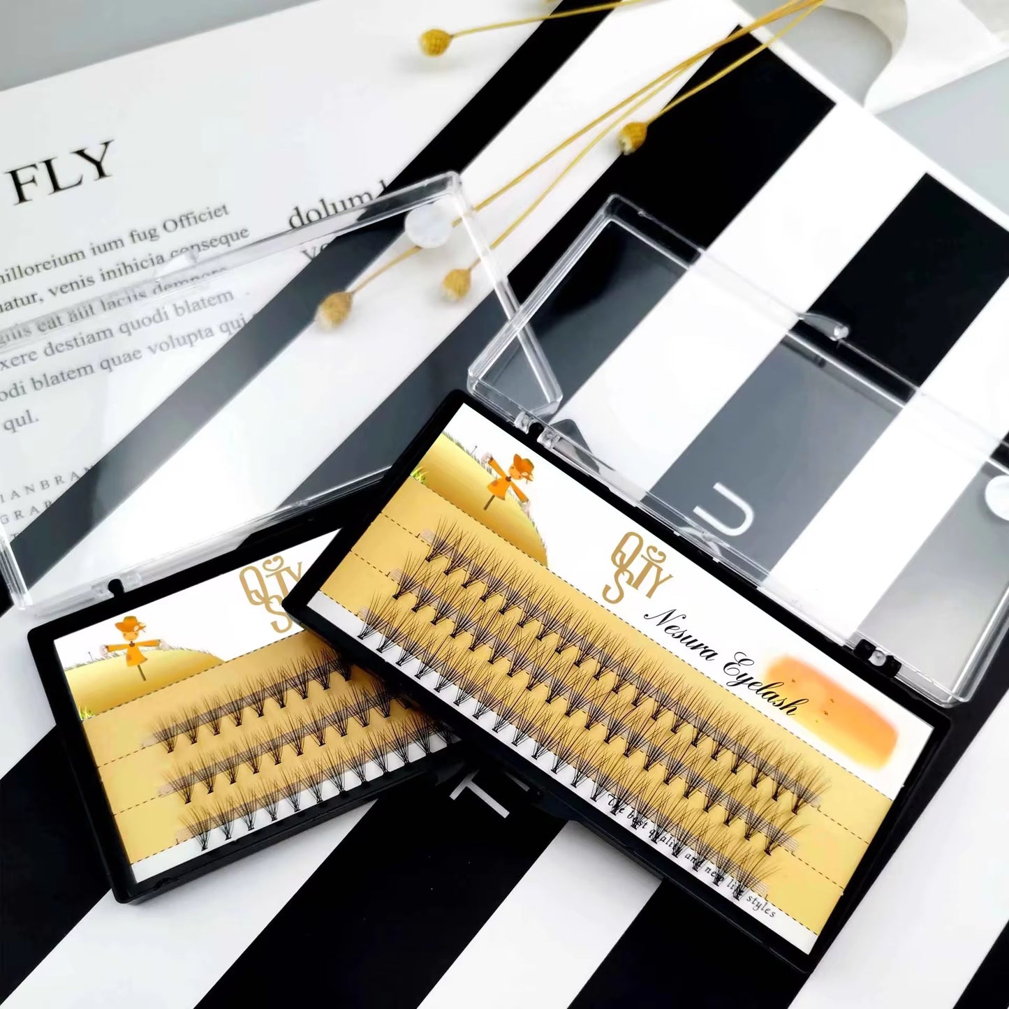 1 Box 60 Clusters 10/20D Extension Eyelashes, Individual Eyelashes, Natural Thick False Eyelashes, , Individual Eyelash Bunche