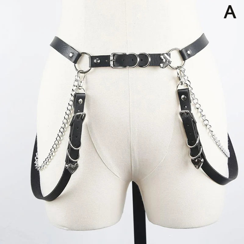 1Pcs Unisex Women Adjustable Chain Belt Punk Hip-Hop Belt with Chain Gothic Leather Waist Belt for Women Female Punk Belt