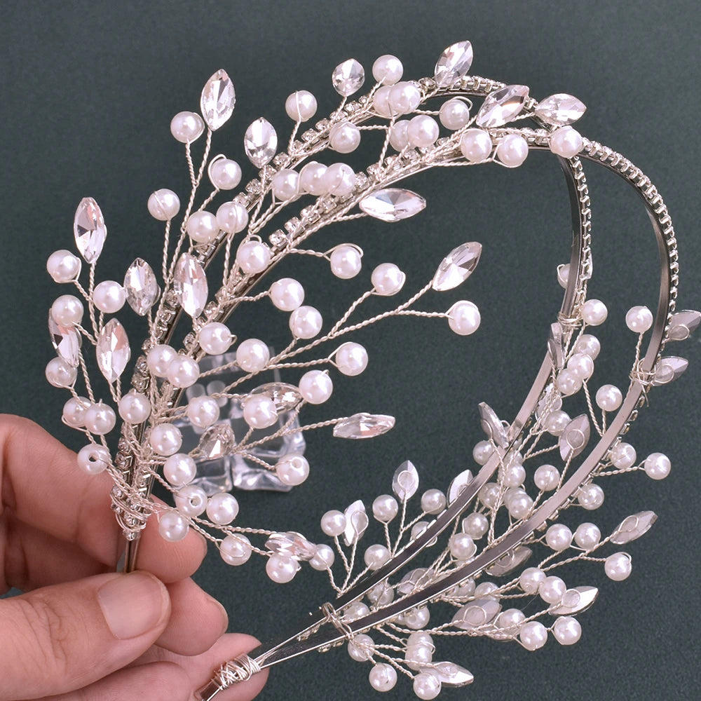 A254 Silver Gold Bride Headband Rhinestone Hair Jewelry for Women Tiaras Headpiece Crystal Wedding Headdress Bridal Headwear