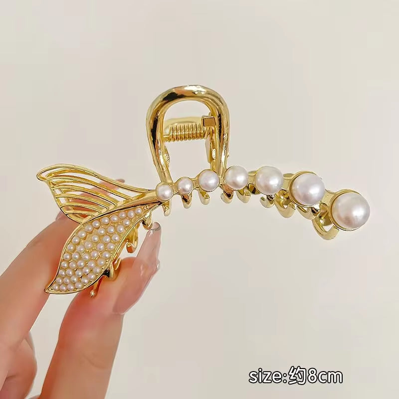 Fashion Gold Color Hollow Geometric Hair Clips Metal Hair Claw Cross Hairclip Headband Hairpin Hair Crab Women Hair Accessories