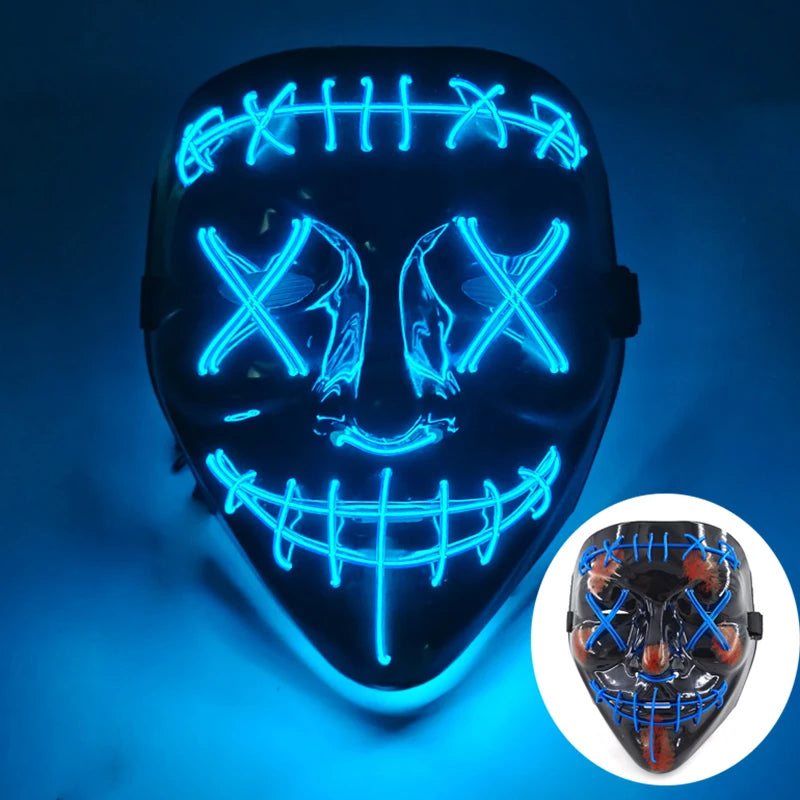 New Design Wireless Type Halloween LED Purge Mask Convenient Headwear Costume Mask Neon Light Flashing for Carnival Halloween