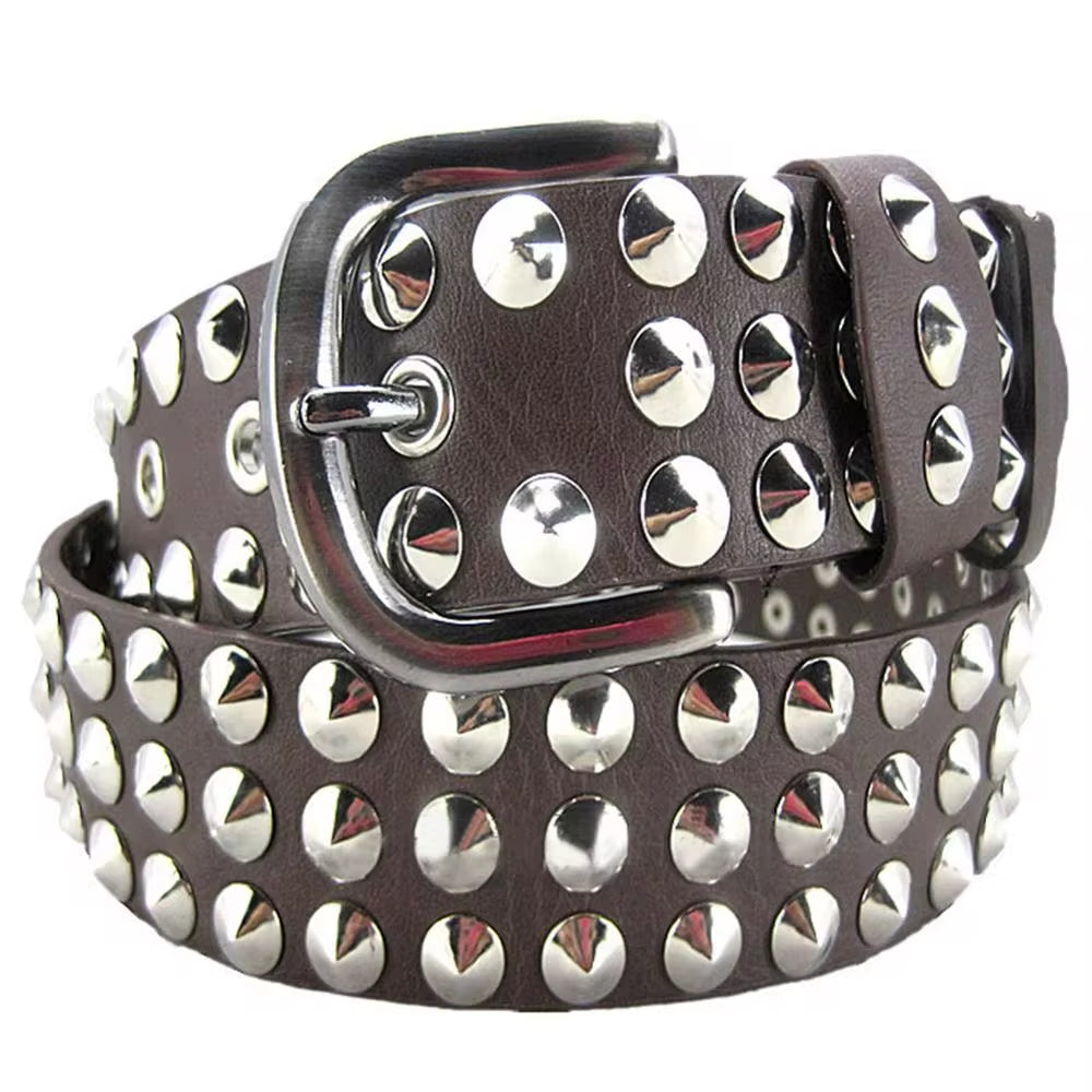 Unisex Women Men Rivet Studded Belt Vintage Faux Leather Pin Buckle Hip Hop Studded Waistband Strap Punk Rock Belts