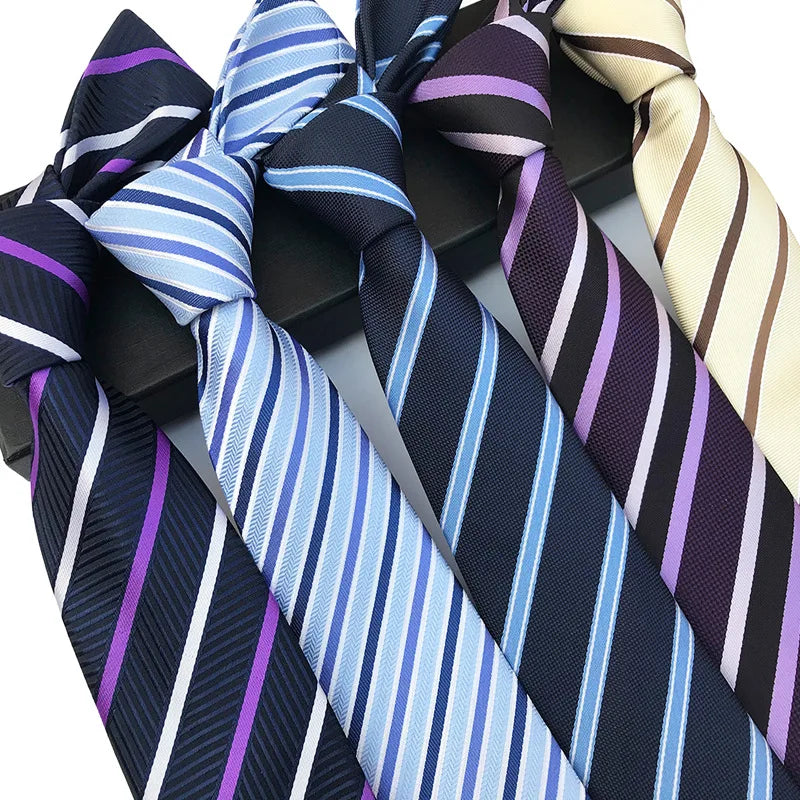 New 8Cm Striped Dark Tie Business Casual Silk Luxury Mens Neck Ties Wedding Party Neck Tie Formal Dress Neck Tie