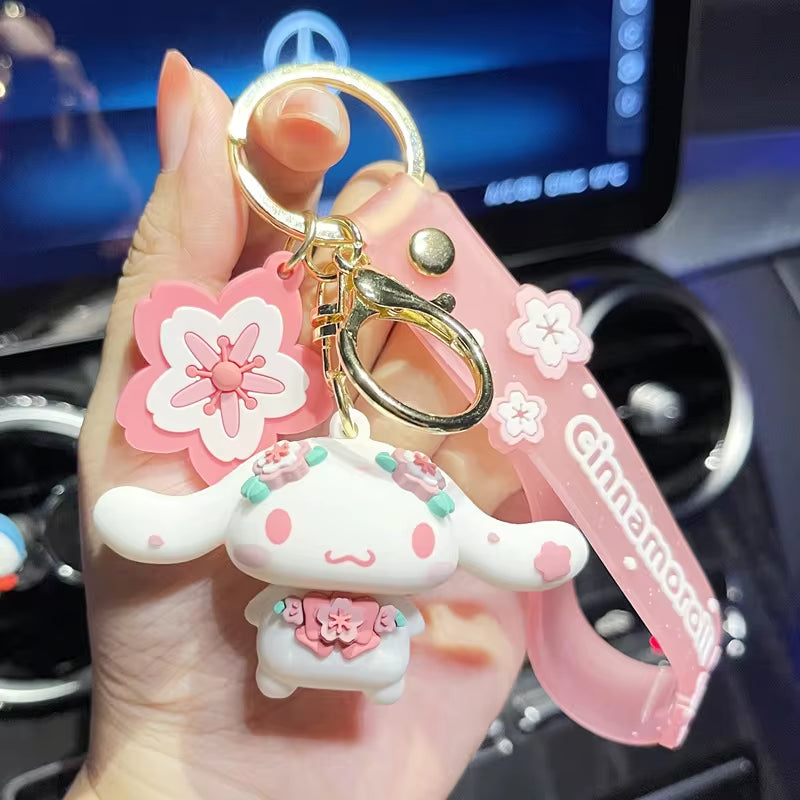 Anime Kawaii Sanrio Hello Kitty Keychain Pendant Holder Key Chain Car Keyring Mobile Phone Bag Hanging Jewelry Kids Gifts