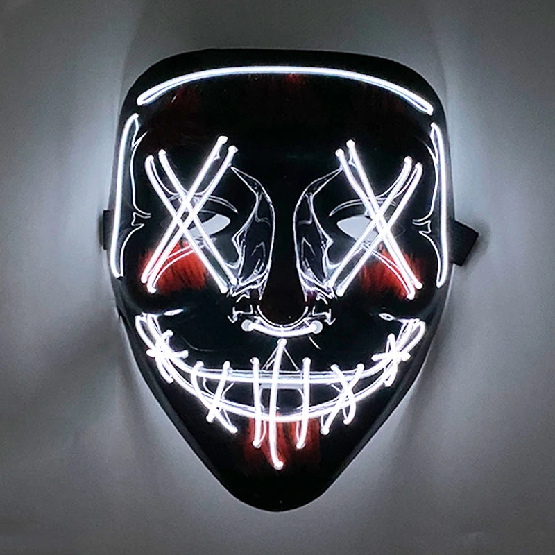 New Design Wireless Type Halloween LED Purge Mask Convenient Headwear Costume Mask Neon Light Flashing for Carnival Halloween