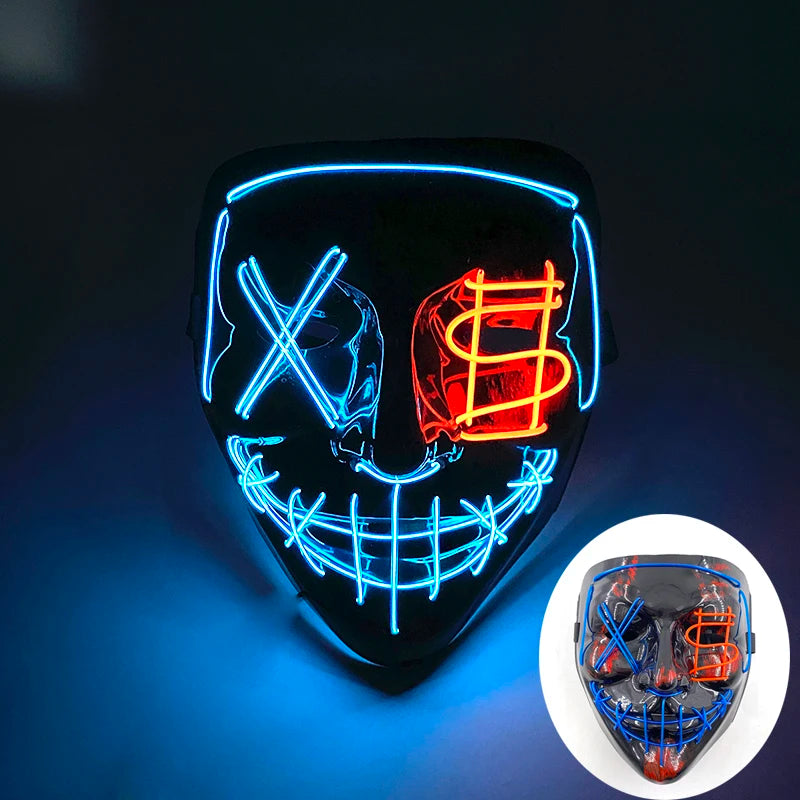 New Design Wireless Type Halloween LED Purge Mask Convenient Headwear Costume Mask Neon Light Flashing for Carnival Halloween