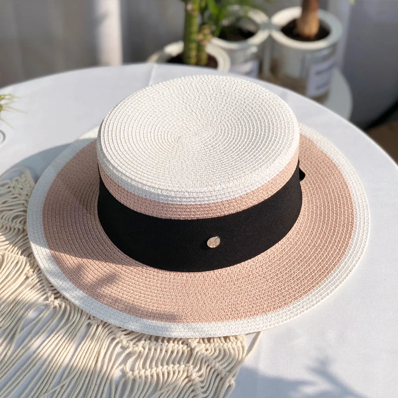 2022 Women'S Summer Bucket Folding Fashion Fedora Straw Hat Panamas UV Protection Sun Visor Seaside Beach Hat Tide Summer Hats