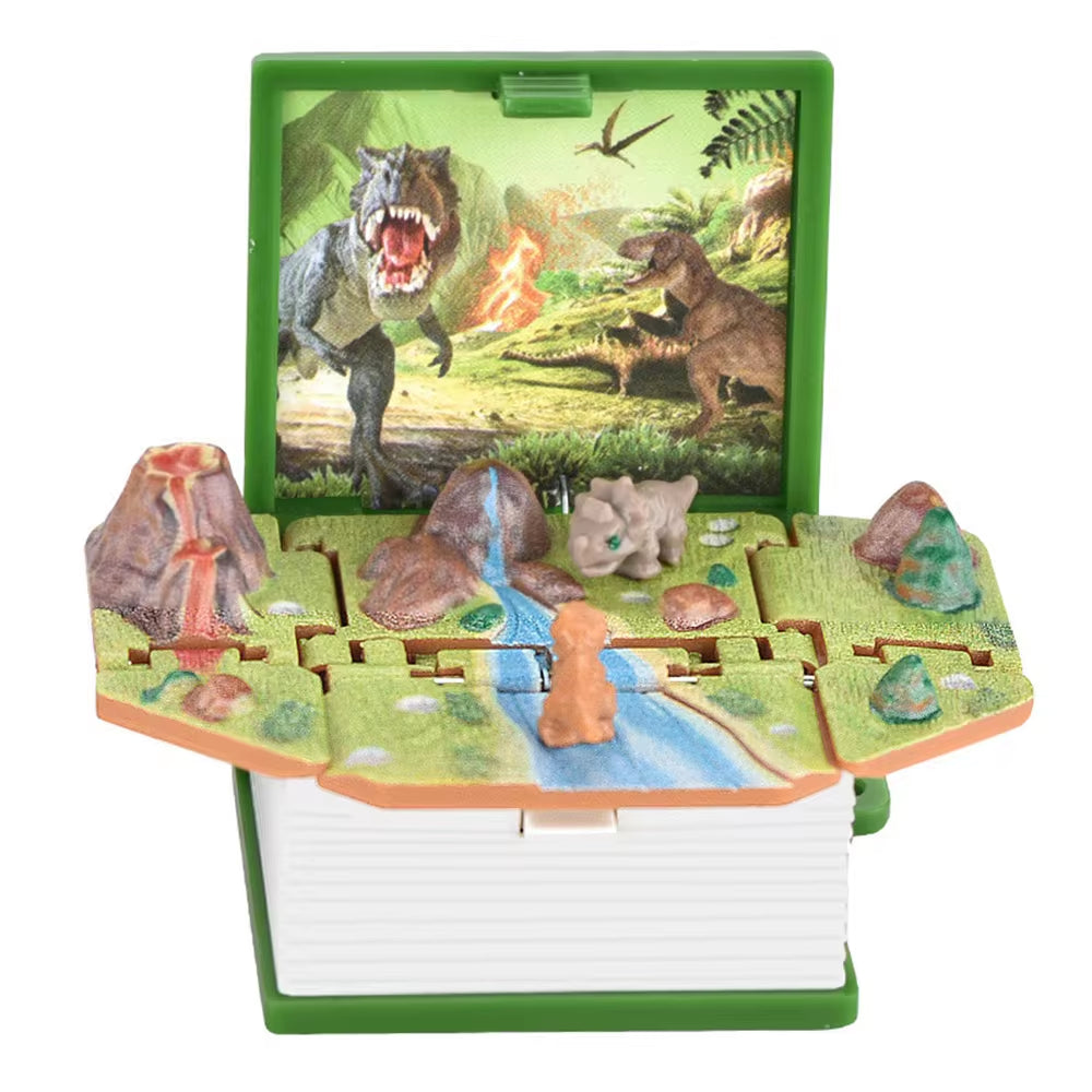 3D Castles Toys for Kids Mini Pop-Up Keychain Decoration Novelty Mini Dinosaurs Figures Book Educational Toy Gift Pink Brown