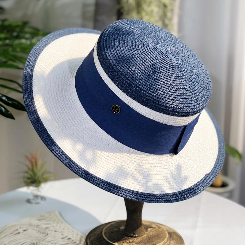 2022 Women'S Summer Bucket Folding Fashion Fedora Straw Hat Panamas UV Protection Sun Visor Seaside Beach Hat Tide Summer Hats