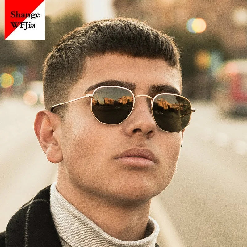 HOT Men Hexagon Sunglases Women Brand Driving Shades Male Sunglasses for Men'S Glasses Gafas De Sol UV400