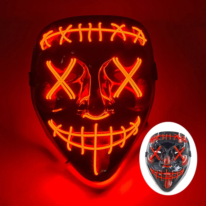 New Design Wireless Type Halloween LED Purge Mask Convenient Headwear Costume Mask Neon Light Flashing for Carnival Halloween