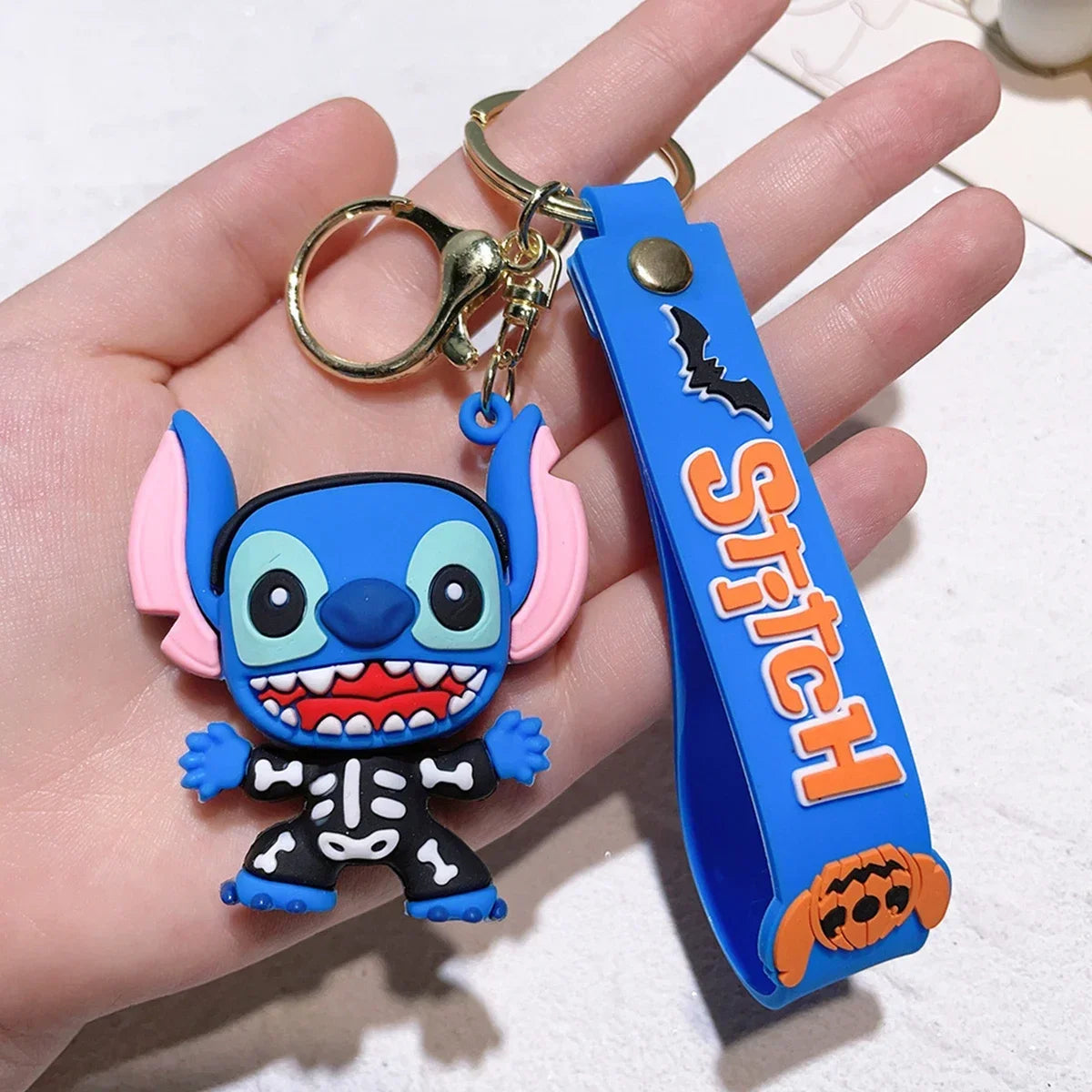 Stitch Keychian Anime Stitch Pendant Keychain Sweet Pink Angel Keychians Women Car Keyring Girl Birthday Gift