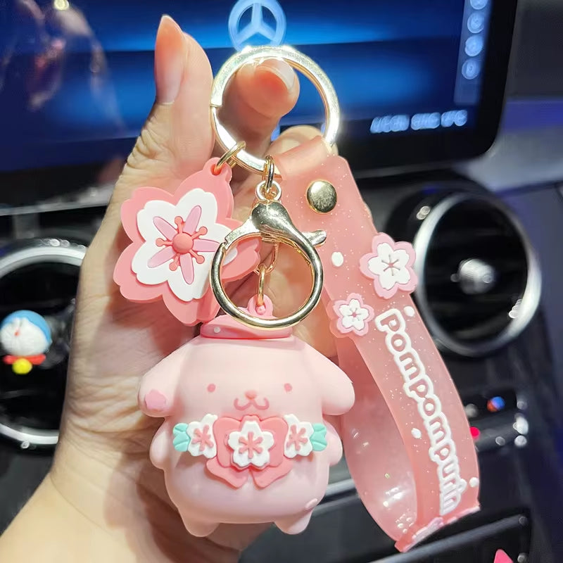 Anime Kawaii Sanrio Hello Kitty Keychain Pendant Holder Key Chain Car Keyring Mobile Phone Bag Hanging Jewelry Kids Gifts