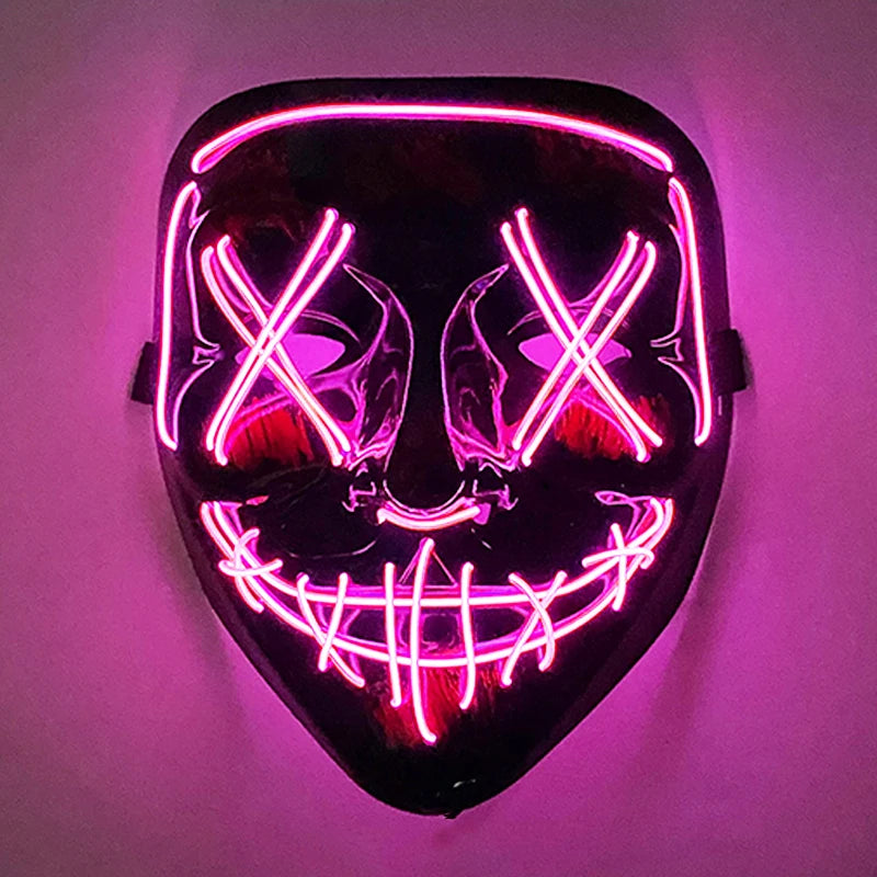 New Design Wireless Type Halloween LED Purge Mask Convenient Headwear Costume Mask Neon Light Flashing for Carnival Halloween