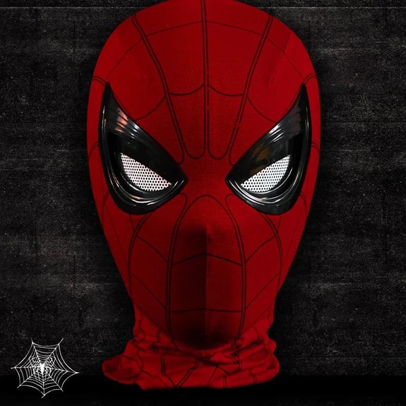 Spiderman Headgear Mask Spider Man Cosplay Ring Chin Version Moving Eyes Electronic Remote Control Mask Toys Boys Birthday Gifts