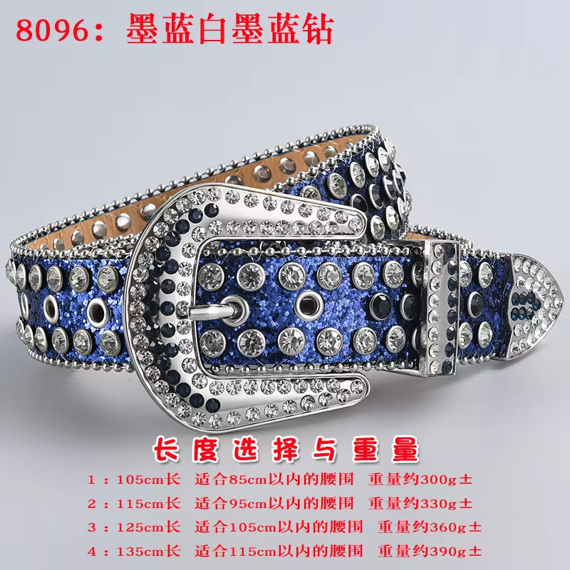 New Rhinestone Luxury Belt Women Y2K Style Western Exaggerated Jeans Fashion Accessories Punk High Quality Alloy Buckle BB Belt