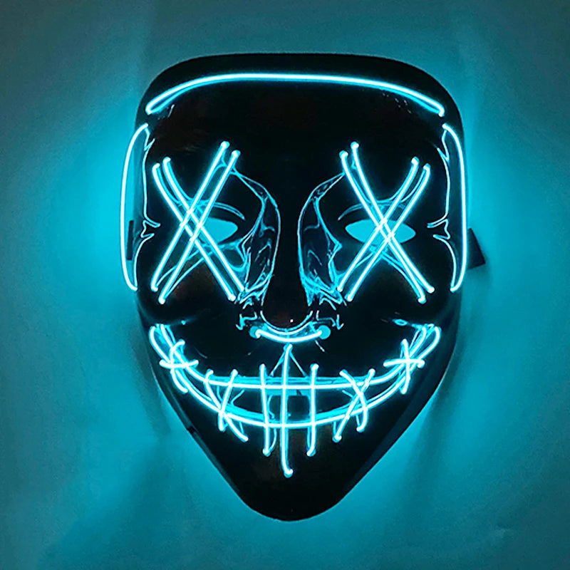 New Design Wireless Type Halloween LED Purge Mask Convenient Headwear Costume Mask Neon Light Flashing for Carnival Halloween