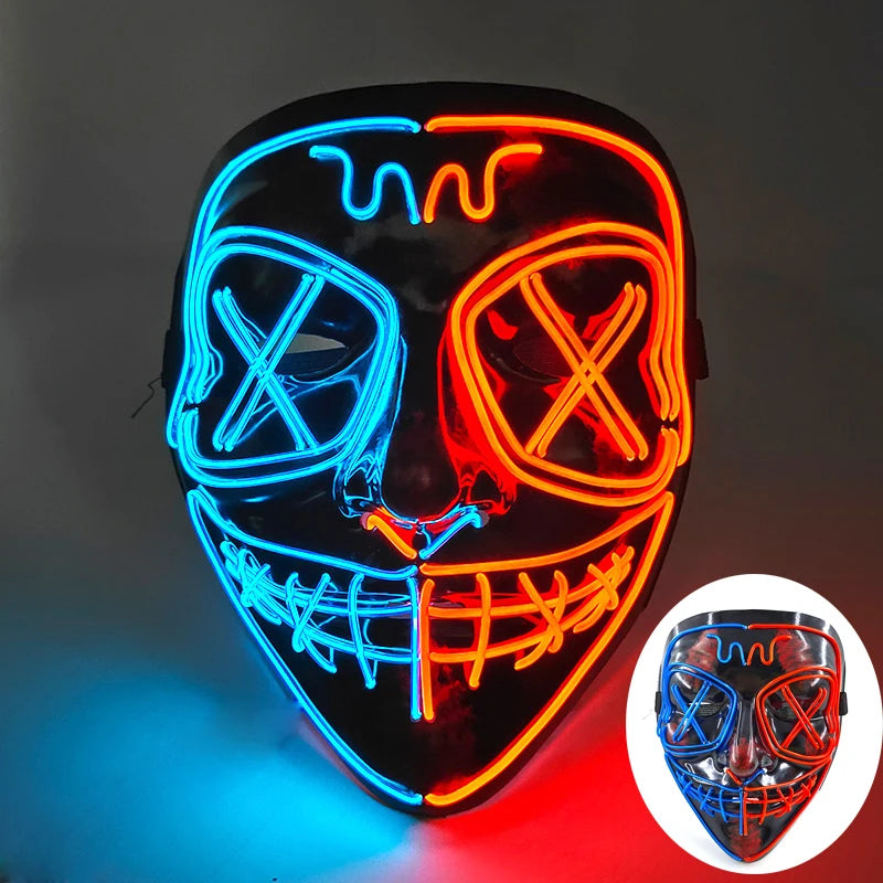 New Design Wireless Type Halloween LED Purge Mask Convenient Headwear Costume Mask Neon Light Flashing for Carnival Halloween