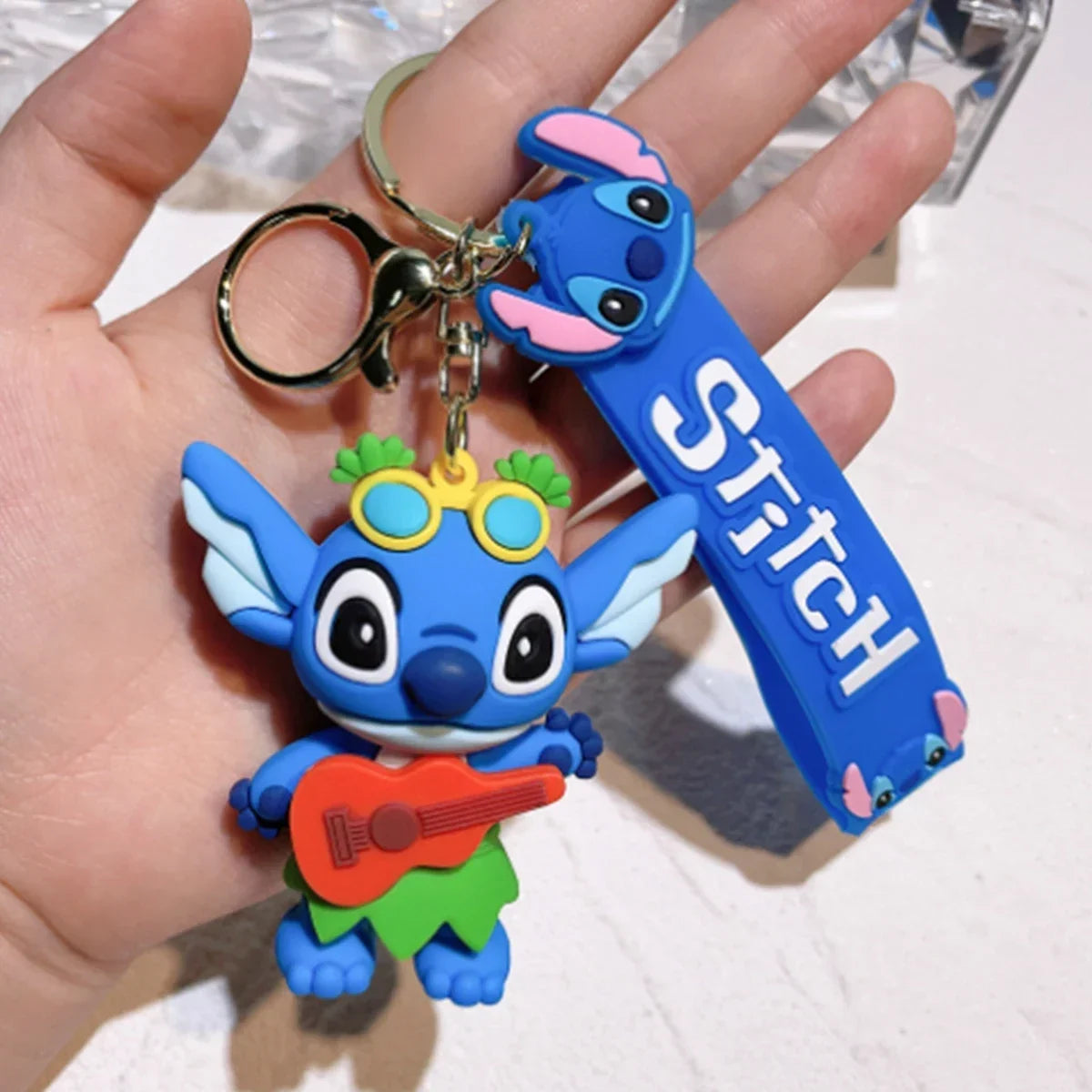 Stitch Keychian Anime Stitch Pendant Keychain Sweet Pink Angel Keychians Women Car Keyring Girl Birthday Gift