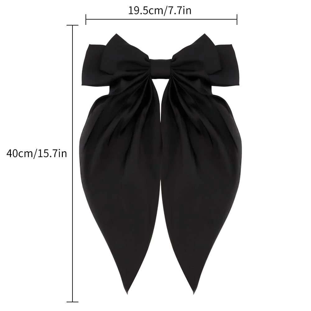 3Pcs Hair Bows for Women White Hair Bow Pink Hair Bow Purple Big Hair Bows Clips for Girls Silky Satin Large Hair Ribbons Oversized Long Tail Hair Bows Hair Barrettes Hair Accessories Gifts