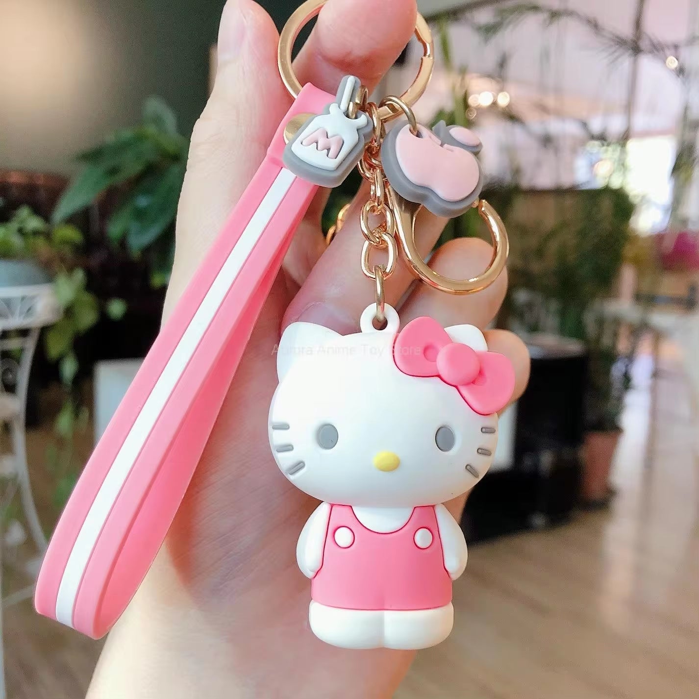 Anime Kawaii Sanrio Hello Kitty Keychain Pendant Holder Key Chain Car Keyring Mobile Phone Bag Hanging Jewelry Kids Gifts